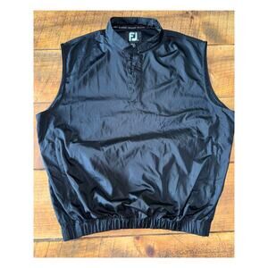 Mens Footjoy Black‎ Wind Breaker Style Golf Vest Pockets 1/4 Snap Closure Size M